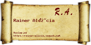 Rainer Alícia névjegykártya